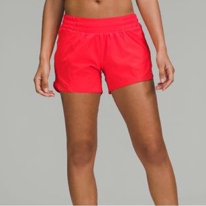 Nwt lululemon carnation red hotty hot 4” LR